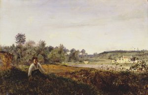 Jeune pâtre assis en vue de l