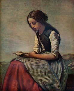 La petite liseuse ou jeune bergère assise et lisant, vers 1855