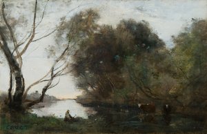 Lac : Coucher de soleil, vers 1820-1860 - Jean Baptiste Camille Corot