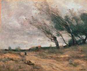 Le coup de vent - Jean Baptiste Camille Corot
