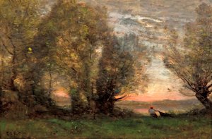 Les pêcheurs, effet du soir - Jean Baptiste Camille Corot