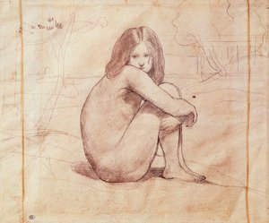 Jeune fille nue assise, dessin de Jean-Baptiste-Camille Corot (1796-1875) - Jean Baptiste Camille Corot