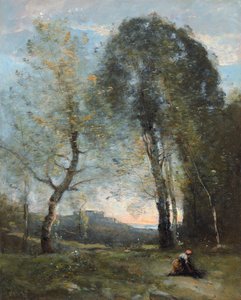 Paysanne ramassant du bois, Italie, c.1870-2 - Jean Baptiste Camille Corot