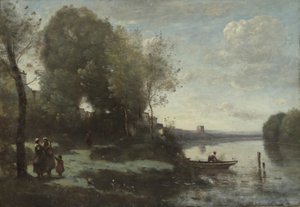 Rivière avec une tour lointaine, 1865 - Jean Baptiste Camille Corot