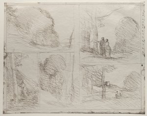 Le Jardin de Périclès, La Rue des Peintres, Gribouillage, Le Grand Bûcheron, imprimé en 1921 - Jean Baptiste Camille Corot