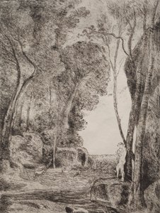 Le Petit Berger, impression originale 1855, imprimée en 1921 - Jean Baptiste Camille Corot