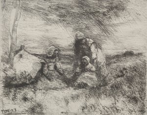La Petite Sœur, impression originale 1854, imprimée en 1921 - Jean Baptiste Camille Corot
