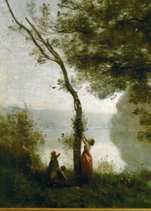 Arbre et femme. Souvenir de Mortefontaine, France ... - Jean Baptiste Camille Corot