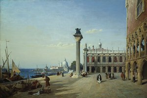 Vue de Venise : La Piazzetta vue de la Riva degli Schiavoni - Jean Baptiste Camille Corot