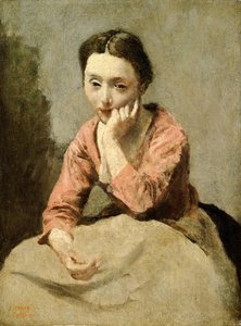 Femme en blouse rose - Jean Baptiste Camille Corot