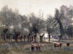 Femmes dans un champ de saules, 1860-65 - Jean Baptiste Camille Corot