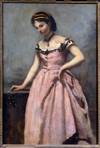 Jeune fille en robe rose - Jean Baptiste Camille Corot