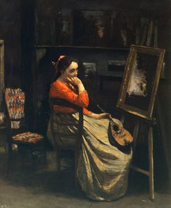 Jeune femme avec mandoline (Atelier la mandoline) par Jean-Baptiste Camille Corot - Jean Baptiste Camille Corot
