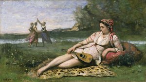 Jeunes femmes de Sparte (ou Gitane allongée) vers 1868-70 - Jean Baptiste Camille Corot