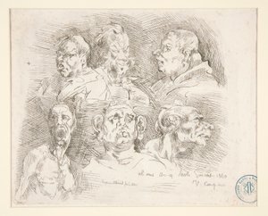 Croquis de têtes grotesques - Jean Baptiste Carpeaux