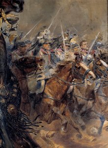 Guerres napoléoniennes : « La dernière charge du général Antoine Charles Comte de Lasalle (1775-1809), tué à Wagram le 6 juillet - Jean Baptiste Edouard Detaille