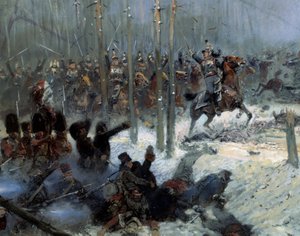 Campagne de Russie en 1812 : Charge du 7ème cuirassier du colonel Dubois à la Bérézina le 28/11/1812 en Russie (détail) - Jean Baptiste Edouard Detaille