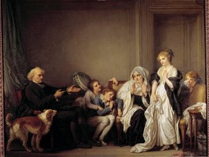 Le curé et la jeune veuve. Peinture de Jean Baptiste Greuze (1725-1805) 18ème siècle - Jean Baptiste Greuze