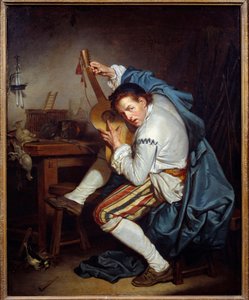 Le guitariste, ou un oiseau qui, de retour de la chasse, accorde sa guitare - Jean Baptiste Greuze