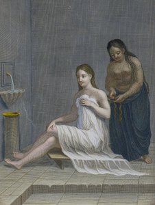 Jeune fille turque, se faisant tresser les cheveux dans les bains, XVIIIe siècle - Jean Baptiste Haussard