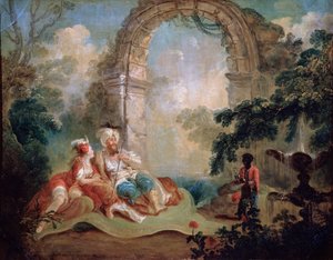 Pacha turc et odalisque, fin 18e ou début 19e siècle - Jean Baptiste Hilair