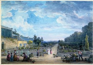 Vue du Jardin du Roi (actuel Jardin des Plantes). Lithographie de Jean Baptiste Hilaire (1753-1822) 1794 Paris, B.N. - Jean Baptiste Hilaire