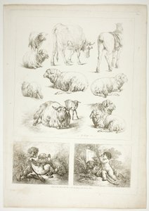 Planche huit de 38 des Oeuvres de J. B. Huet - Jean Baptiste Huet