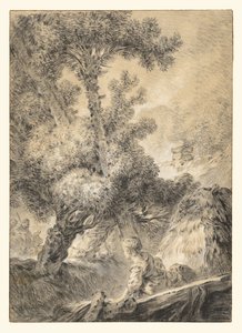 Berger et bergère dans un paysage bucolique - Jean Baptiste Huet