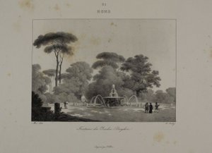 Fontaine dans le jardin de la Villa Borghese, Rome - Jean Baptiste Isabey