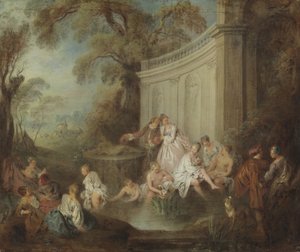 Baigneurs dans un parc