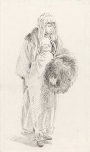 Femme russe avec un manchon en fourrure, entre 1758 et 1761