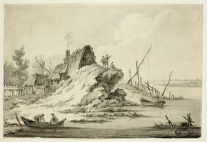 Scène rustique en bord de mer - Jean Baptiste Le Prince