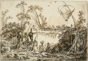 Étude pour le Frontispice, pour Varie Vedute del Gentile - Jean Baptiste Le Prince
