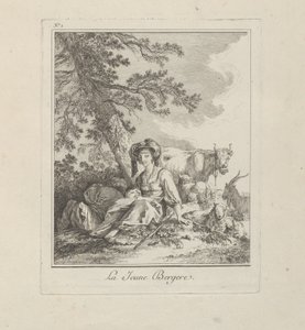 La Jeune Bergère, planche deux de Divers Habillements des Peuples du Nord - Jean Baptiste Le Prince