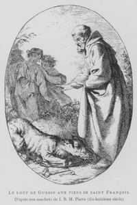 Le Loup de Gubbio aux pieds de Saint François d