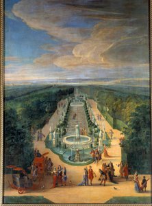 Vue du bosquet de la Galerie des Antiques dans les jardins de Versailles