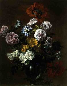 Nature morte de fleurs dans un vase en verre