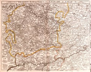 Carte du Brabant espagnol (Brabant flamand et wallon) et du diocèse de Liège (Belgique) - Jean Baptiste Nolin