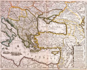 Carte de la Méditerranée orientale et des pays de la mer Noire, Turquie et provinces d