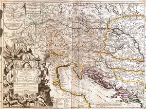 Carte du cours du Danube en Allemagne - Jean Baptiste Nolin