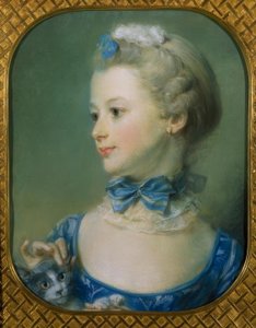 La petite fille au chat (Portrait de Mlle Huquier) - Jean Baptiste Perronneau