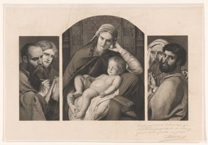 Triptyque : Marie avec le Christ sur ses genoux, et deux groupes de deux apôtres