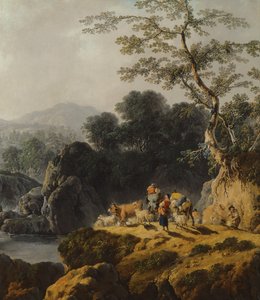Paysage de vallée fluviale avec bergers et voyageurs - Jean Baptiste Pillement