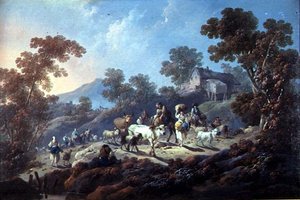 Paysage rocheux boisé - Jean Baptiste Pillement