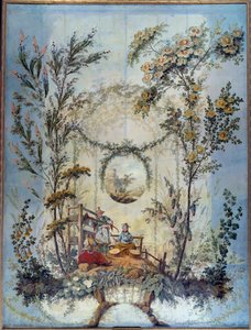 Chinoiserie : Panneau décoratif représentant une scène chinoise