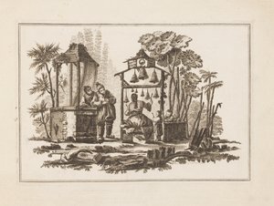 Figure Jouant des Cloches, de "Nouveau Cahier de Six Feuilles De Différents Sujets Chinois Historiés"