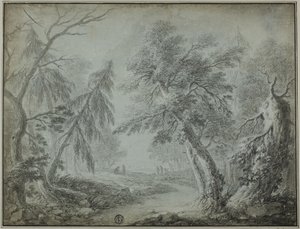 Forêt avec ruisseau et figures - Jean Baptiste Pillement