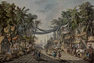 Scène de marché dans un port oriental imaginaire, c. 1764