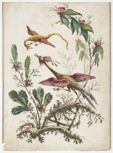 Ornement. Chinoiserie. Fleurs et oiseaux., 1770