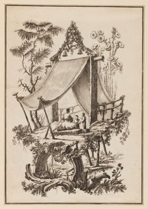 Trois figures sous une tente - Jean Baptiste Pillement
